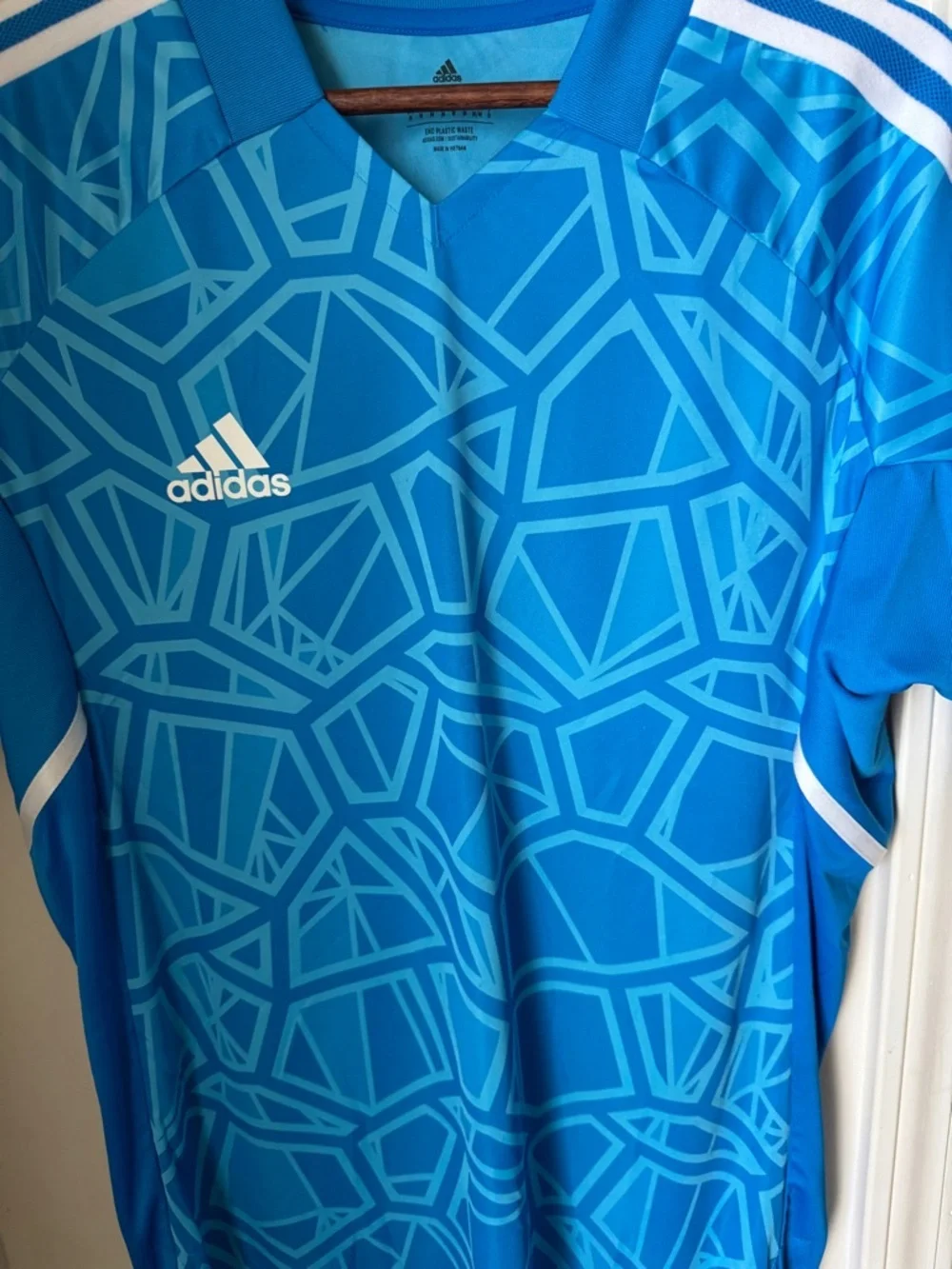 Adidas Men's Soccer Geometric Blue Jersey Medium